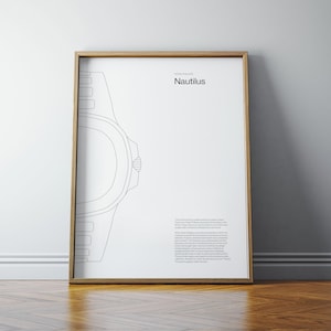 Iconic Watch Case Poster - Patek Philippe Nautilus, Minimalist Watch Design, Watch Poster, Minimalist Horology Poster