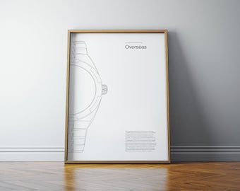 Kultiges Uhrengehäuse Poster - VacheronConstanzin Overseas, Minimalistisches Uhrendesign, Uhrenposter, Minimalistisches Horologieposter
