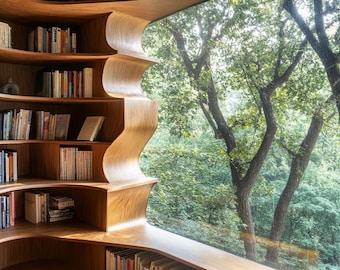 Corner Bookshelf Virtual Background: Professional Office Shelving (Digital Download)