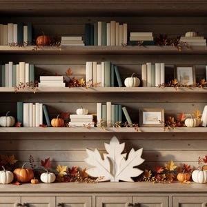 Fall Zoom Background, Cozy Autumn Home Office, Thanksgiving Virtual Background, Farmhouse Decor
