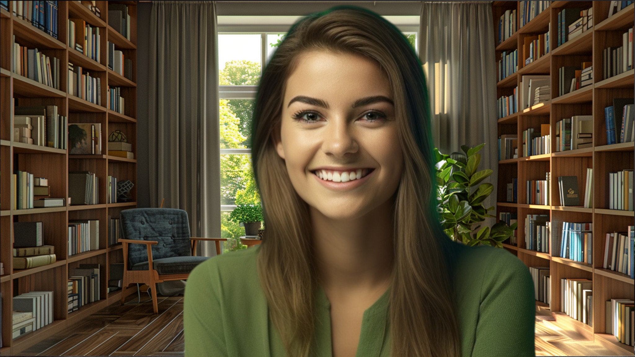 Zoom Virtual Backgrounds | Backdrop | Cozy Sunlit Library Virtual