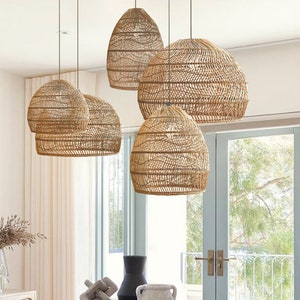 Farmhouse Handcrafted Ratan Pendant Light, Luxurious Rattan Pendant Light, Coastal Home, Sustainable, Eco-Friendly