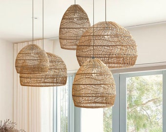 Farmhouse Handcrafted Ratan Pendant Light, Luxurious Rattan Pendant Light, Coastal Home, Sustainable, Eco-Friendly