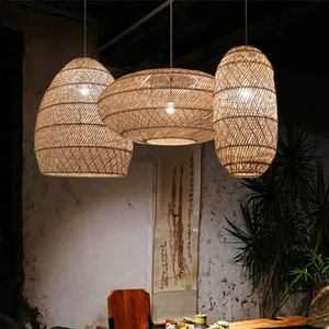 High Quality Australian, Rattan Light Fixture, Bamboo Lampshade,Rattan Pendant Light, Bamboo Pendant Light, Rattan Basket Lamp, Wicker. image 2