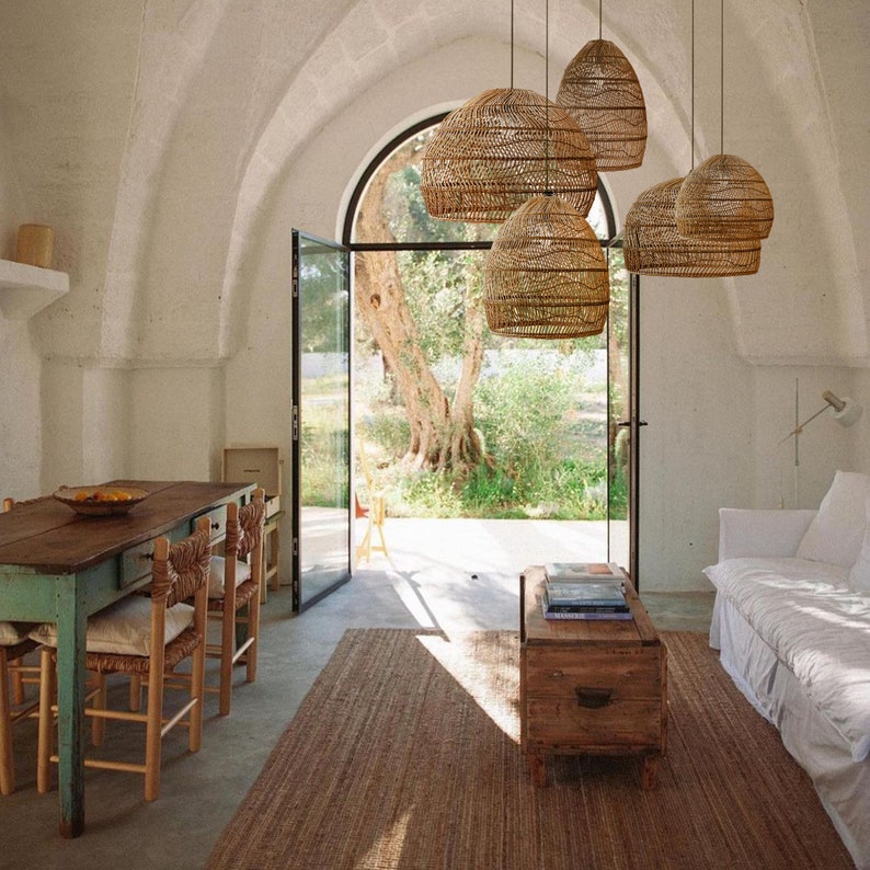 Farmhouse Handcrafted Ratan Pendant Light Luxurious Rattan Etsy