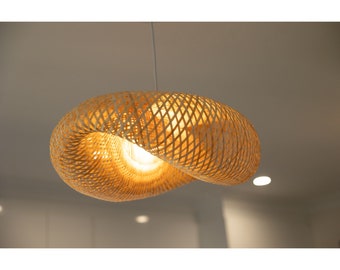 Bamboo Pendant Light, Luxurious Bamboo lampshade, Bamboo lamp Shade, Boho Rattan lampshade home decor, Rattan lamp shade