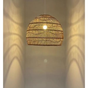 Farmhouse Handcrafted Ratan Pendant Light, Luxurious Rattan Pendant Light, Coastal Home, Sustainable, Eco-Friendly image 5