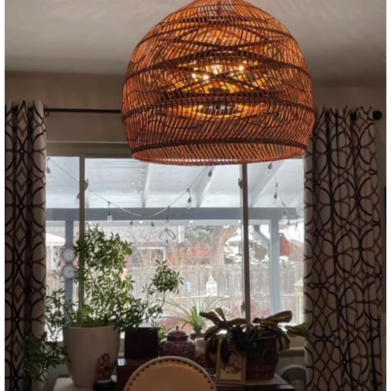 Farmhouse Handcrafted Ratan Pendant Light Luxurious Rattan Etsy