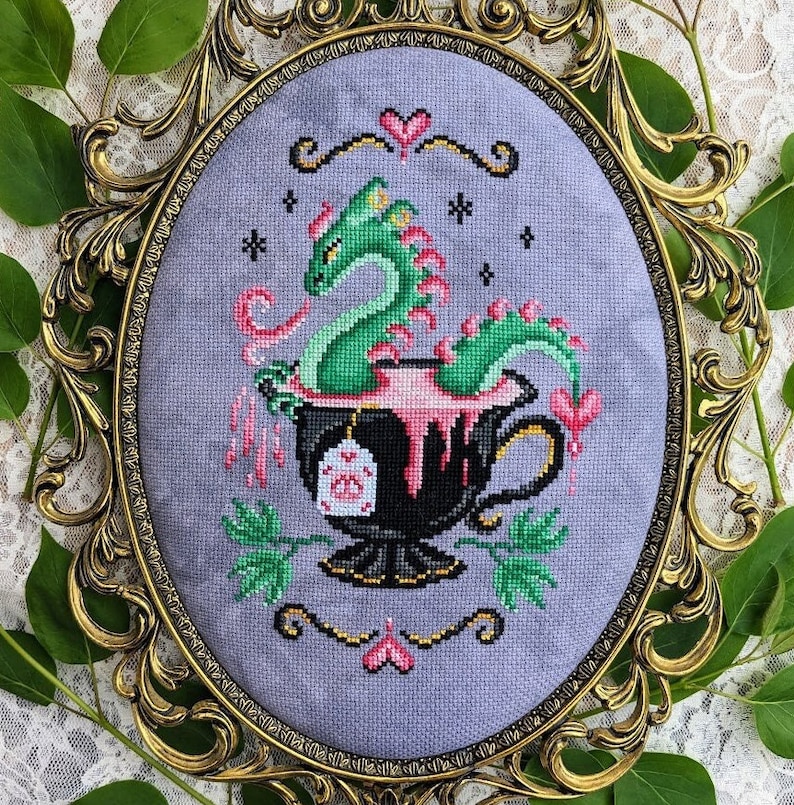 Tea Dragon Cross Stitch on Etsy