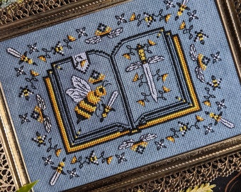 Book of Warrior Queens Cross Stitch, Queen Bee Cross Stitch Pattern, Bumble Bees Cross Stitch, Fantasy Cross Stitch, Book Cross Stitch, PDF