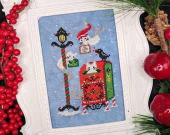 Haunted Christmas Post Cross Stitch Pattern, Santa Letters, Spooky Creepmas, Ghost Kittens, Goth Cute Xstitch, Pattern Keeper, PDF