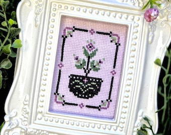 Potted Blooms Cross Stitch Pattern, Flower Vase, Mini Cross Stitch, Mothers Day, Nature, Floral, Beginner XStitch, Easy, Pattern Keeper, PDF