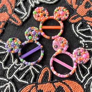 Spooky Mouse Ear Shirt Slide Halloween, Mouse Ear Shirt Slide with Bow, Women’s  T-Shirt Clip, Scarf Slide, Scarf Ring, Halloween Time