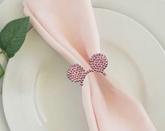 Pink Rhinestone Mouse Napkin Ring, Napkin Ring, Table Decor, Bridal Table, Bridal Shower, Wedding, Napkin Holder, Rhinestone Table Decor