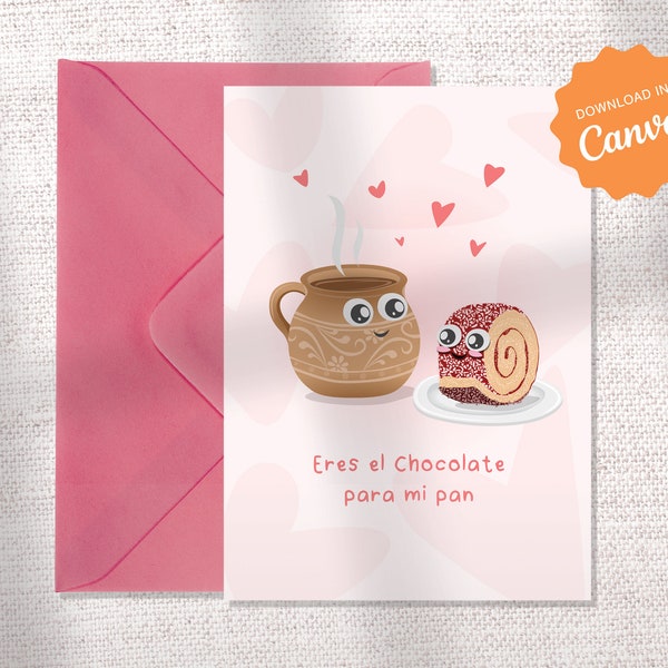 PRINTABLE FOLDED CARD | Valentine's Day Pan Dulce | Chocolate Para Mi Pan