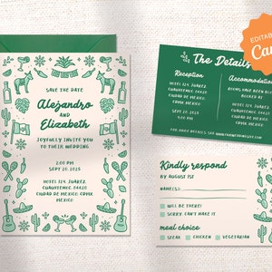 WEDDING INVITATION SET | Green Mexico Destination Save the Date