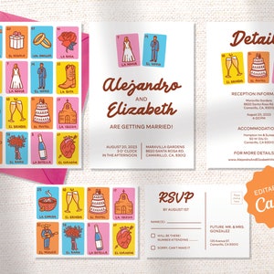 WEDDING INVITATION SET | Blonde Bride Mexican Loteria Design
