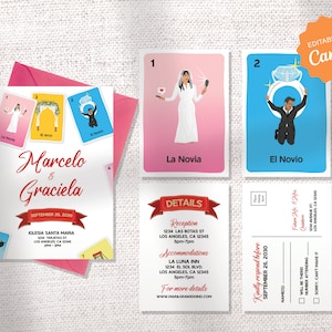WEDDING INVITATION SET | Mexican Card Game Design Template | mexican Design | digital invitation | canva template | colorful | cute