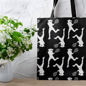Women&#39;s Tennis Silhouette Tote Bag | Tennis Fan Tote Bag | Tote Bag for Tennis Mom | Tennis Senior Night Parent Gift | Sport Tote Bag
