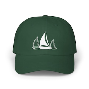 Embroidered Sailboat Dad Cap, Yacht Club Hat, Nautical Cap, Sailing Enthusiast Gift, Classic Boat Cap