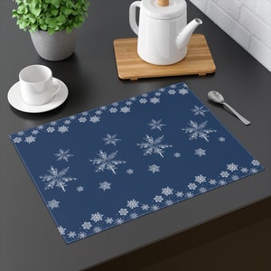 Winter-Tischset, Schneeflocke-Weihnachts-Tischset, Weihnachts-Tischset, Weihnachtsbaum-Tischset, Weihnachtstisch-Tischset, Baumwoll-Tischset