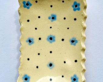 Porta anelli in ceramica fatto a mano, porta gioielli in ceramica floreale