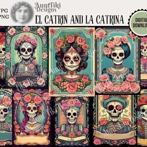 La Catrina Day of the Dead PNG、Catrina PNG 昇華 T シャツ、デジタル ダウンロード、Dia De Los Muertos、シュガー スカル、花の骸骨