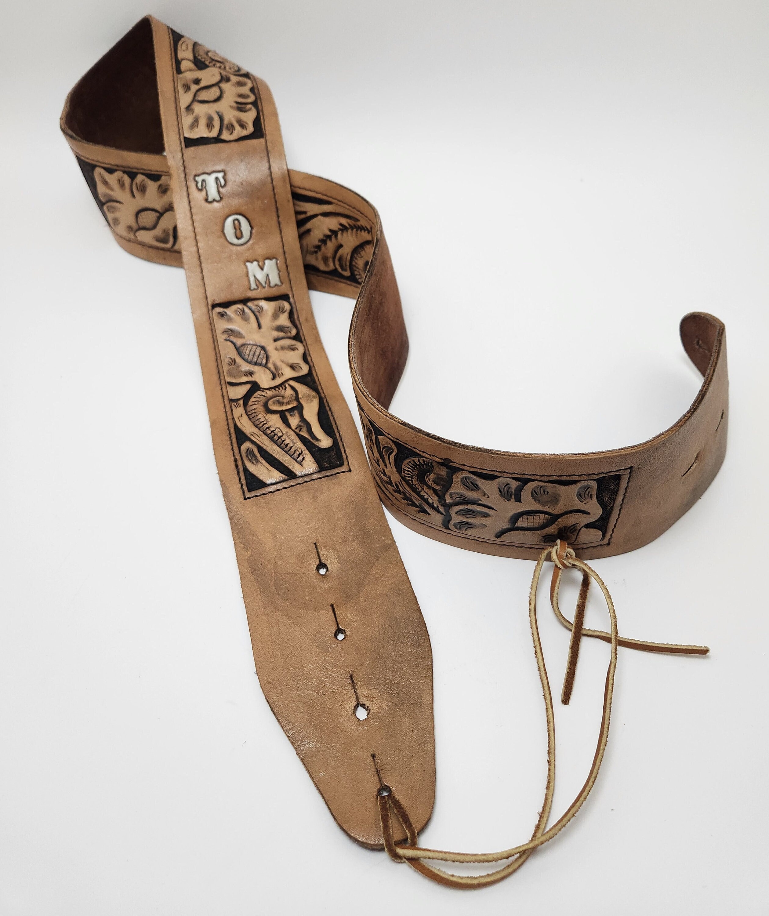 Tooled Guitar Strap - Etsy