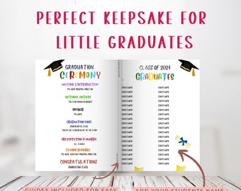 Kindergarten Graduation Printable | Class Graduation Ceremony | Editable Graduation Printable| Graduation Program Booklet Canva Template|