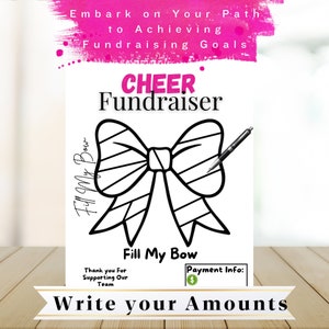 Benefiz Spiel | Fill My Bow Cheer Fundraiser Printable + Bonus Fundraiser Tracker| Hochwertige PDF-Drucke für dein Cheer Team|
