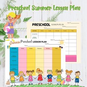 Preschool Summer Lesson Plan| Homeschool Preschool Curriculum | Summer Printables | Summer Activities | Homeschool Printable| Canva Template