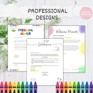 Paquete de cartas de bienvenida de regreso a la escuela / Plantilla Canva editable para maestros, guarderías, preescolares, educadores en el hogar / comunicación con los padres