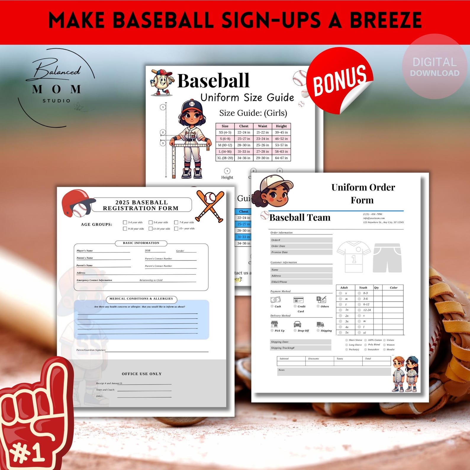 Baseball Registration and Order Form | Digital Printable PDF | Canva ...