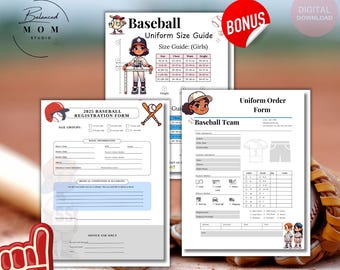 Modulo di registrazione e ordine per il baseball: modello Canva modificabile (download digitale)