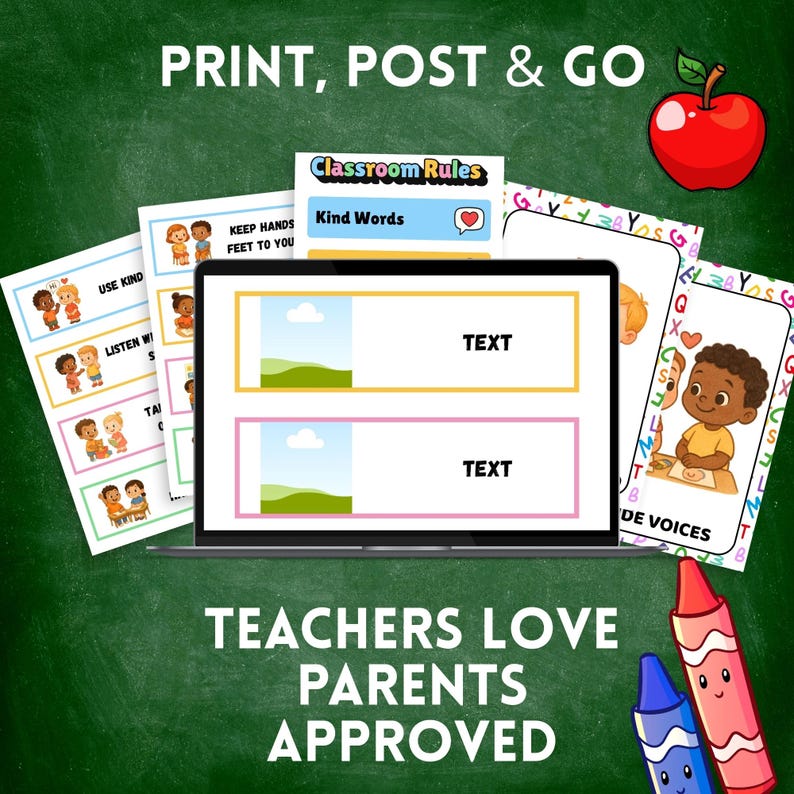 Visual Classroom Rules Poster Set: Editable Charts & Labels (digital ...