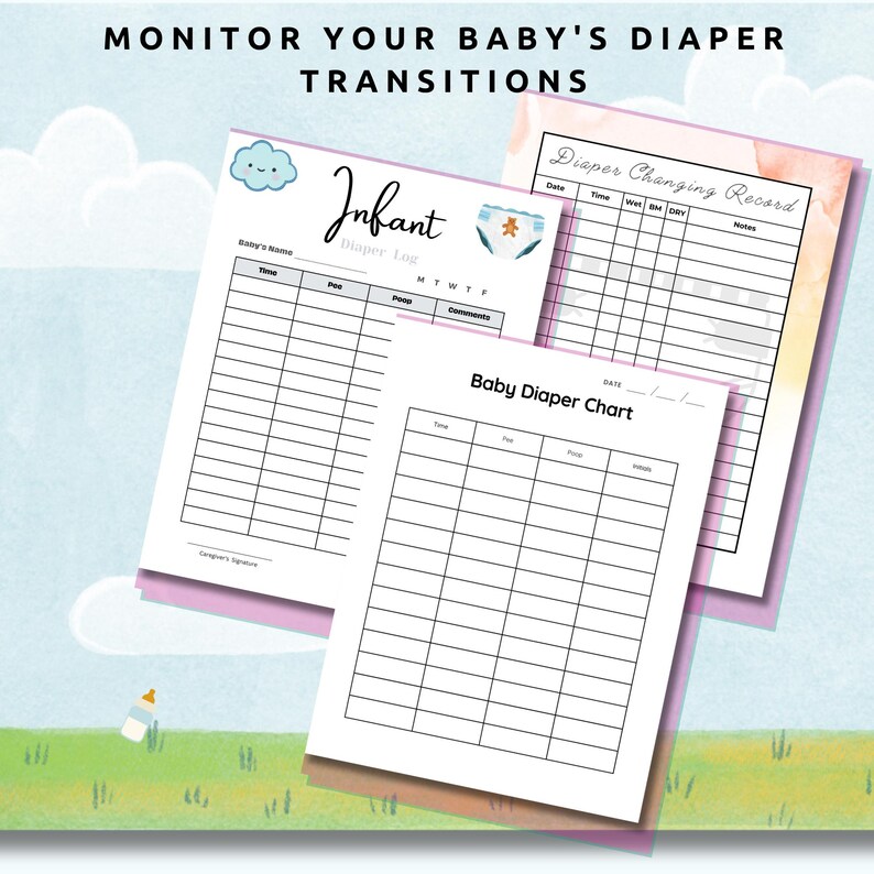 Infant Diaper Change Log Editable Baby Daily Log Diaper Changes Diaper