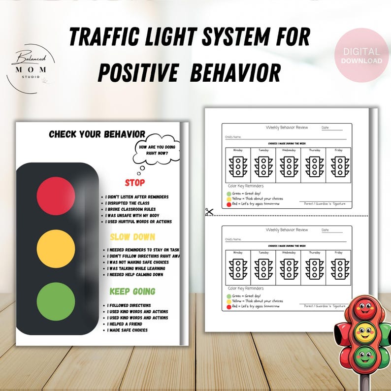 Traffic Light Behavior Chart: Classroom Management Printable (PDF ...