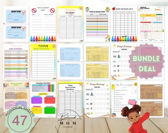 Toddler Classroom Forms Bundle: 47 Editable Pages (PDF Prints)