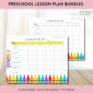 Preschool Lesson Plan Bundle | Editable Weekly Schedule| Canva Templates| Multiple Designs | Perfect for Educators, Daycares, and Preschool