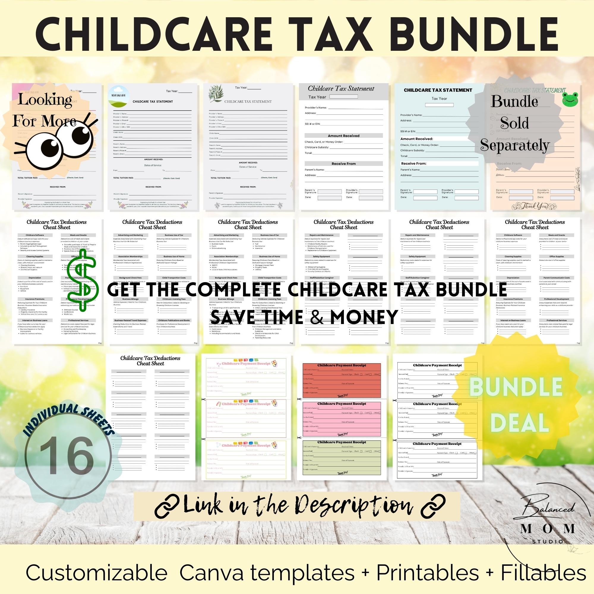 Childcare Tax Deduction Cheat Sheet | Editable Canva Template ...