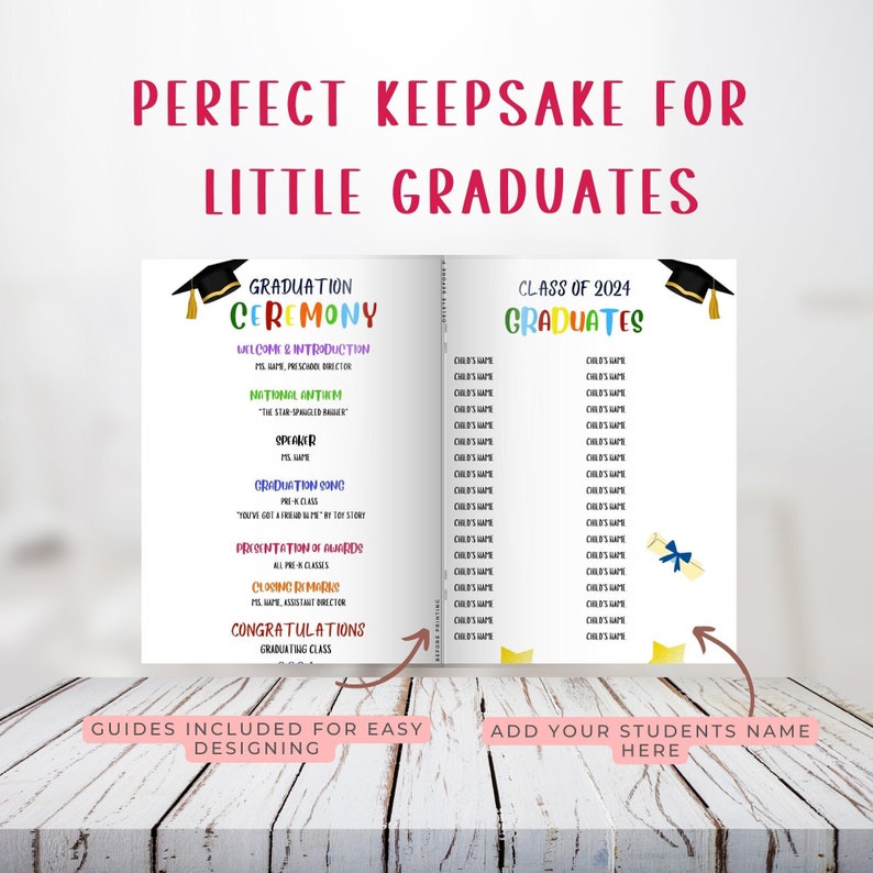 DIY Preschool Graduation Program Canva Template Childcare Celebration