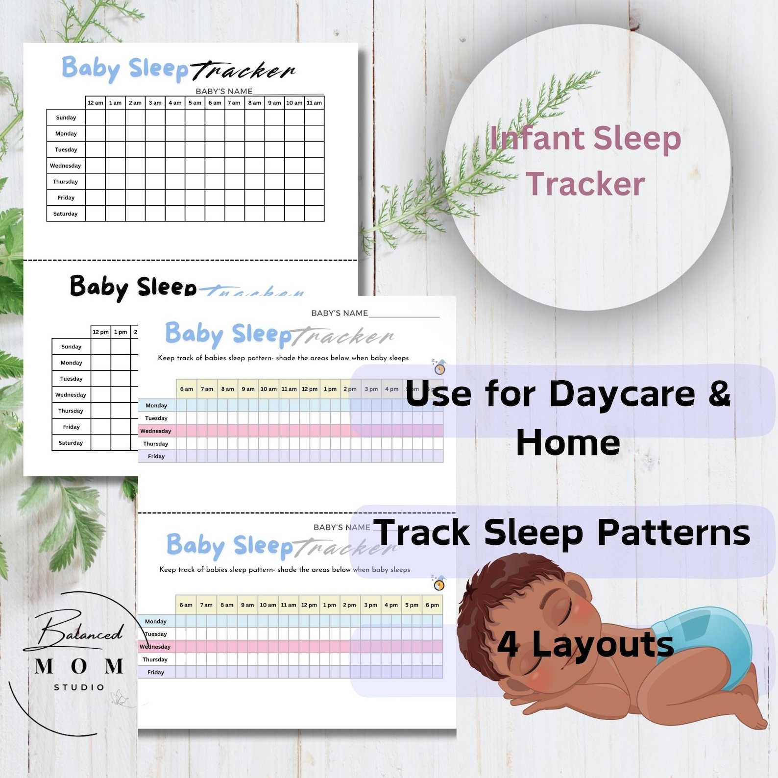 Infant Sleep Log & Tracker | 4-page Editable Canva Template | Baby ...