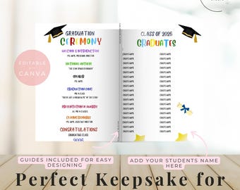 Editable Canva Preschool Graduation Program Template Printable
