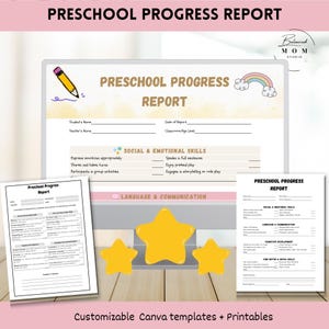 Druckbarer Fortschritt melden, anpassbare Canva-Vorlage | In-Home Daycare Assessment Forms | Homeschool Entwicklungsblätter