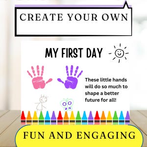 My First Day of School Handprint Art Bundle| 6editable Canva Template ...