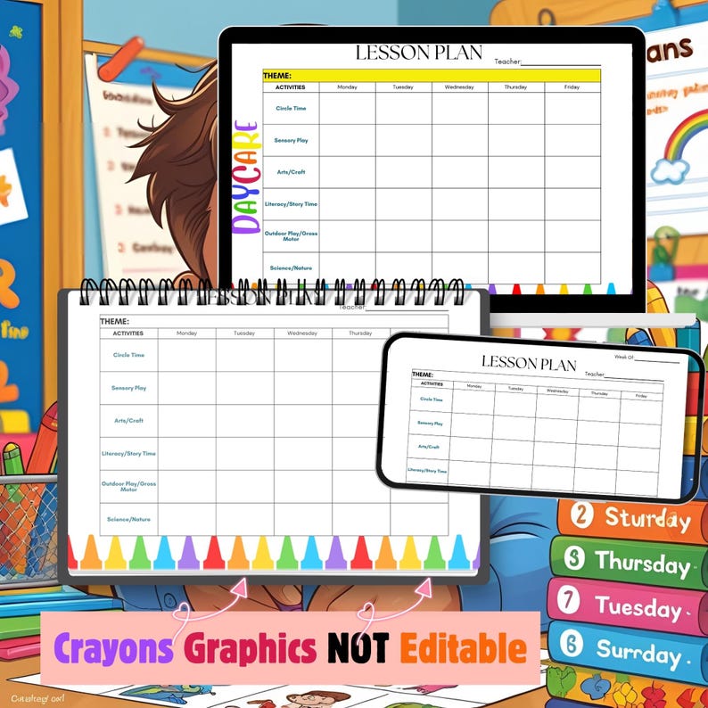 Preschool Lesson Plan Template Bundle: Editable Weekly Schedule (canva ...