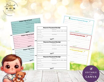 Daycare Payment Receipt Template: Editable Childcare Form (Digital Download)
