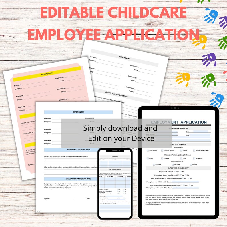 Hiring made easy printable childcare employment form daycare employee