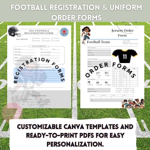 Football Registration and Uniform Order Form| Canva Template included Size Guide | Sports Edition |Customizable School Sports Form| Team Mom