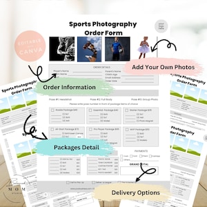 Sports Photography Order Form Template: Customizable Canva Form (Digital Download)